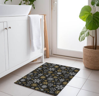 Piper Looms Chantille Christmas ACN1823 Black Machine Washable Area Rug Scatter Lifestyle Image Feature