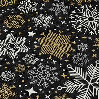 Piper Looms Chantille Christmas ACN1823 Black Machine Washable Area Rug Swatch Image