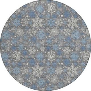Piper Looms Chantille Christmas ACN1823 Gray Machine Washable Area Rug Round Main Image