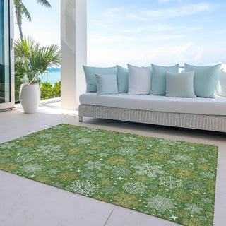 Piper Looms Chantille Christmas ACN1823 Green Machine Washable Area Rug Outdoor Lifestyle Image Feature