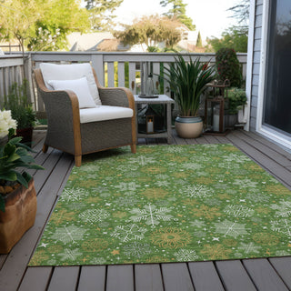 Piper Looms Chantille Christmas ACN1823 Green Machine Washable Area Rug Outdoor Lifestyle Image Feature