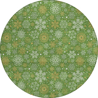 Piper Looms Chantille Christmas ACN1823 Green Machine Washable Area Rug Round Main Image
