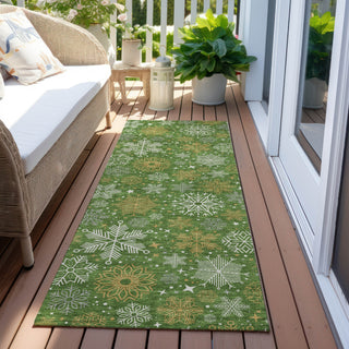 Piper Looms Chantille Christmas ACN1823 Green Machine Washable Area Rug Runner Outdoor Lifestyle Image Feature