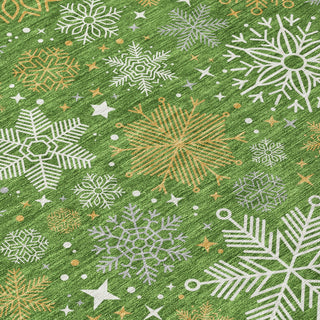 Piper Looms Chantille Christmas ACN1823 Green Machine Washable Area Rug Swatch Image