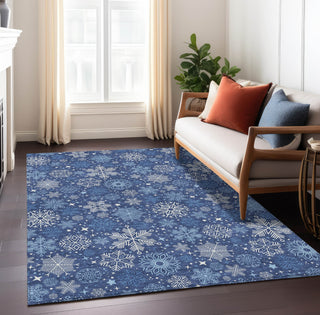 Piper Looms Chantille Christmas ACN1823 Navy Machine Washable Area Rug Lifestyle Image Feature
