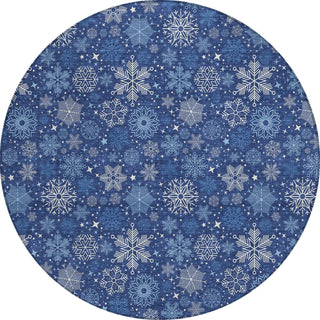 Piper Looms Chantille Christmas ACN1823 Navy Machine Washable Area Rug Round Main Image