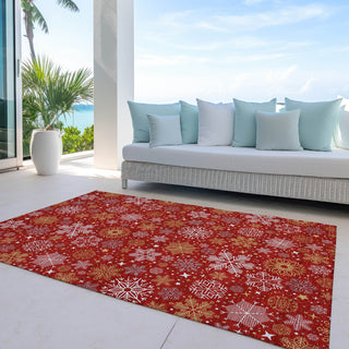 Piper Looms Chantille Christmas ACN1823 Red Machine Washable Area Rug Outdoor Lifestyle Image Feature