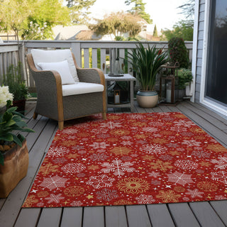 Piper Looms Chantille Christmas ACN1823 Red Machine Washable Area Rug Outdoor Lifestyle Image Feature