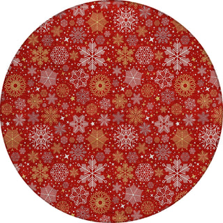 Piper Looms Chantille Christmas ACN1823 Red Machine Washable Area Rug Round Main Image