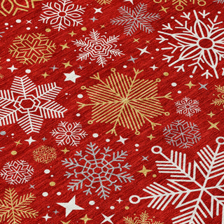 Piper Looms Chantille Christmas ACN1823 Red Machine Washable Area Rug Swatch Image