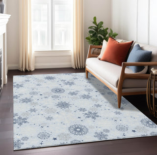 Piper Looms Chantille Christmas ACN1823 Sky Machine Washable Area Rug Lifestyle Image Feature