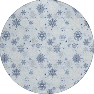Piper Looms Chantille Christmas ACN1823 Sky Machine Washable Area Rug Round Main Image
