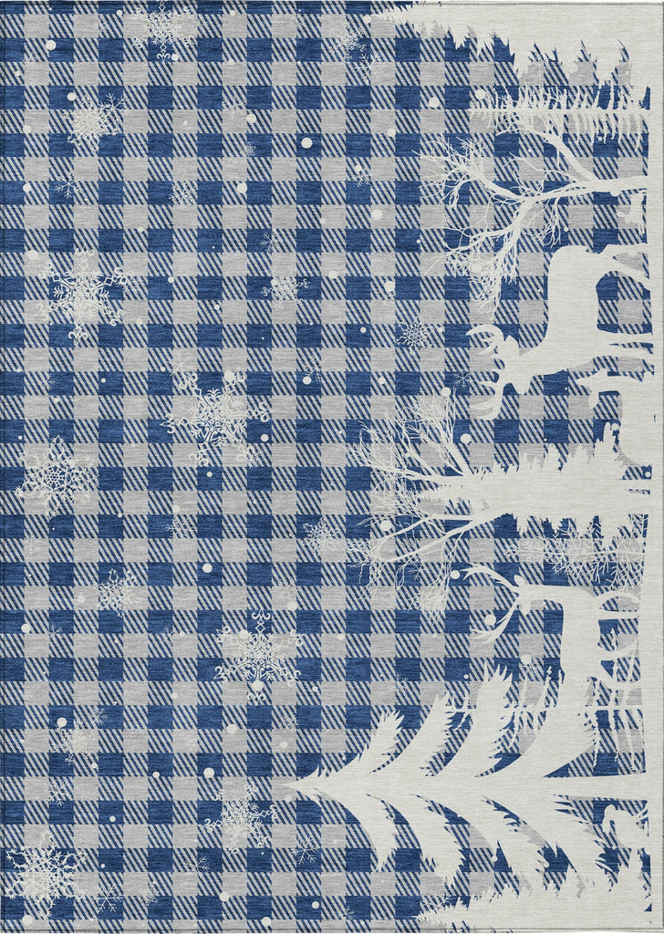 Piper Looms Chantille Christmas ACN1824 Blue Machine Washable Area Rug main image