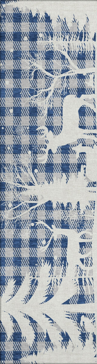 Piper Looms Chantille Christmas ACN1824 Blue Machine Washable Area Rug Runner Main Image