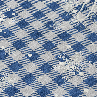 Piper Looms Chantille Christmas ACN1824 Blue Machine Washable Area Rug Swatch Image