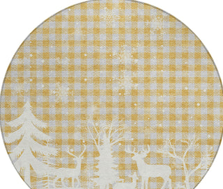 Piper Looms Chantille Christmas ACN1824 Gold Machine Washable Area Rug Round Main Image