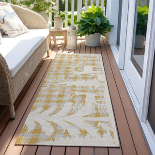 Piper Looms Chantille Christmas ACN1824 Gold Machine Washable Area Rug Runner Outdoor Lifestyle Image Feature