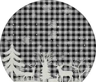 Piper Looms Chantille Christmas ACN1824 Gray Machine Washable Area Rug Round Main Image