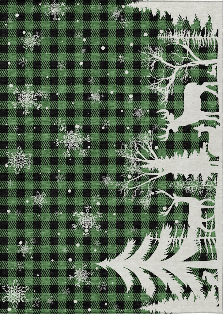 Piper Looms Chantille Christmas ACN1824 Green Machine Washable Area Rug main image
