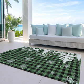 Piper Looms Chantille Christmas ACN1824 Green Machine Washable Area Rug Outdoor Lifestyle Image Feature