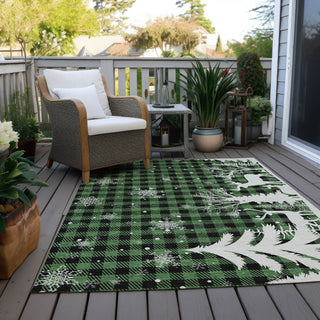 Piper Looms Chantille Christmas ACN1824 Green Machine Washable Area Rug Outdoor Lifestyle Image Feature