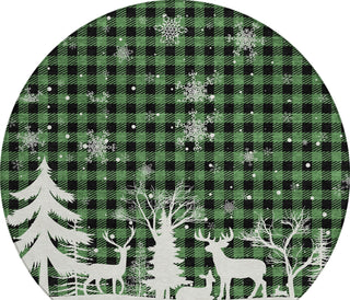Piper Looms Chantille Christmas ACN1824 Green Machine Washable Area Rug Round Main Image