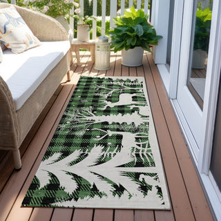 Piper Looms Chantille Christmas ACN1824 Green Machine Washable Area Rug Runner Outdoor Lifestyle Image Feature