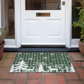 Piper Looms Chantille Christmas ACN1824 Green Machine Washable Area Rug Scatter Outdoor Lifestyle Image Feature