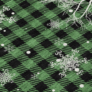 Piper Looms Chantille Christmas ACN1824 Green Machine Washable Area Rug Swatch Image