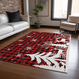 Piper Looms Chantille Christmas ACN1824 Red Machine Washable Area Rug Lifestyle Image Feature