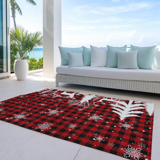 Piper Looms Chantille Christmas ACN1824 Red Machine Washable Area Rug Outdoor Lifestyle Image Feature