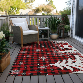 Piper Looms Chantille Christmas ACN1824 Red Machine Washable Area Rug Outdoor Lifestyle Image Feature