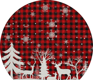 Piper Looms Chantille Christmas ACN1824 Red Machine Washable Area Rug Round Main Image
