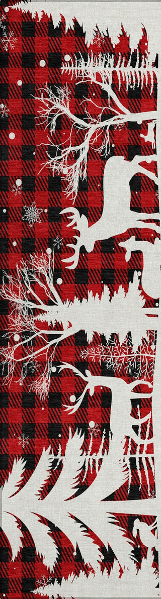 Piper Looms Chantille Christmas ACN1824 Red Machine Washable Area Rug Runner Main Image
