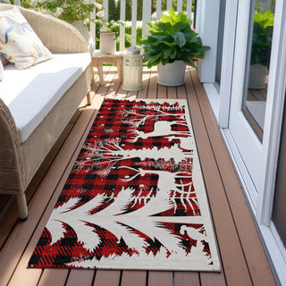 Piper Looms Chantille Christmas ACN1824 Red Machine Washable Area Rug Runner Outdoor Lifestyle Image Feature