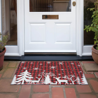 Piper Looms Chantille Christmas ACN1824 Red Machine Washable Area Rug Scatter Outdoor Lifestyle Image Feature