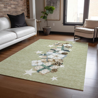 Piper Looms Chantille Christmas ACN1825 Aloe Machine Washable Area Rug Lifestyle Image Feature
