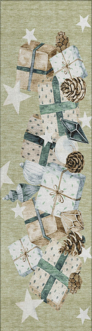 Piper Looms Chantille Christmas ACN1825 Aloe Machine Washable Area Rug Runner Main Image