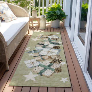 Piper Looms Chantille Christmas ACN1825 Aloe Machine Washable Area Rug Runner Outdoor Lifestyle Image Feature