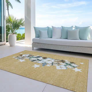 Piper Looms Chantille Christmas ACN1825 Gold Machine Washable Area Rug Outdoor Lifestyle Image Feature