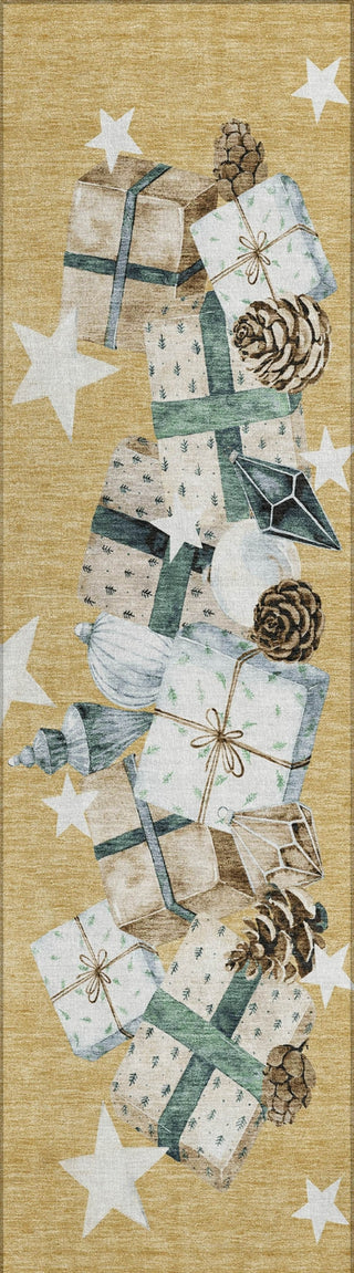 Piper Looms Chantille Christmas ACN1825 Gold Machine Washable Area Rug Runner Main Image