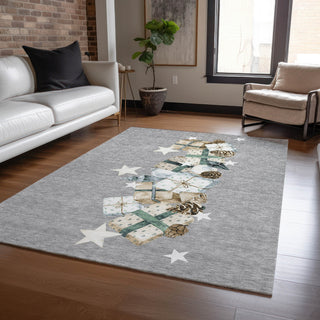 Piper Looms Chantille Christmas ACN1825 Gray Machine Washable Area Rug Lifestyle Image Feature