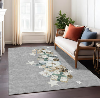 Piper Looms Chantille Christmas ACN1825 Gray Machine Washable Area Rug Lifestyle Image Feature