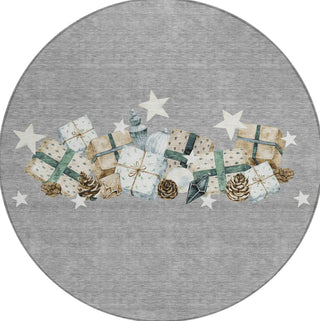 Piper Looms Chantille Christmas ACN1825 Gray Machine Washable Area Rug Round Main Image