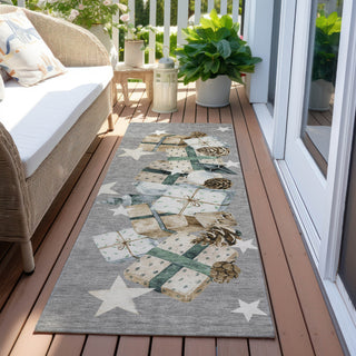 Piper Looms Chantille Christmas ACN1825 Gray Machine Washable Area Rug Runner Outdoor Lifestyle Image Feature