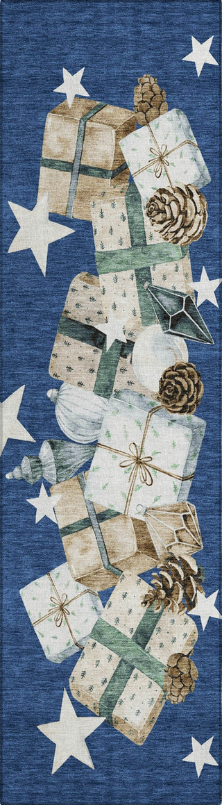 Piper Looms Chantille Christmas ACN1825 Navy Machine Washable Area Rug Runner Main Image