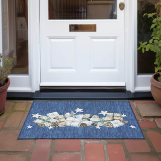 Piper Looms Chantille Christmas ACN1825 Navy Machine Washable Area Rug Scatter Outdoor Lifestyle Image Feature