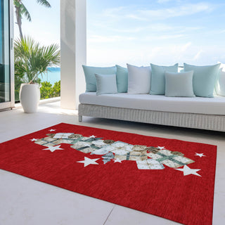 Piper Looms Chantille Christmas ACN1825 Red Machine Washable Area Rug Outdoor Lifestyle Image Feature