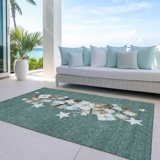 Piper Looms Chantille Christmas ACN1825 Seafoam Machine Washable Area Rug Outdoor Lifestyle Image Feature