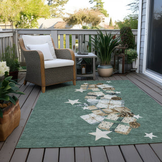 Piper Looms Chantille Christmas ACN1825 Seafoam Machine Washable Area Rug Outdoor Lifestyle Image Feature